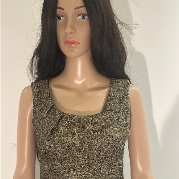 Michael Kors Gold Sheath Midi Dress Scoop Neck Sleeveless - Picture 3 of 11